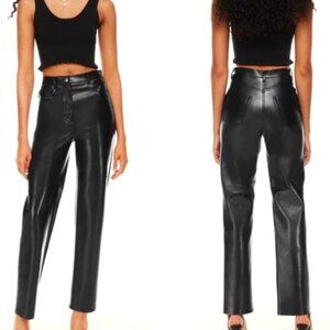 Aritzia Wilfred Free Ankle Straight Ultra High Rise Vegan Leather Black Size 8